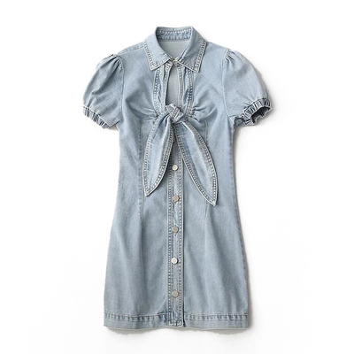 Butterfly Band Elastic Slim Fit Denim Dress Fashion Street Custom Denim Clothing