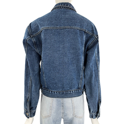 Cotton Spandex Flap Pocket Jean Jacket Button Up Ripped Distressed Denim Jacket