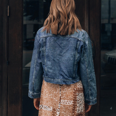 Cotton Spandex Flap Pocket Jean Jacket Button Up Ripped Distressed Denim Jacket