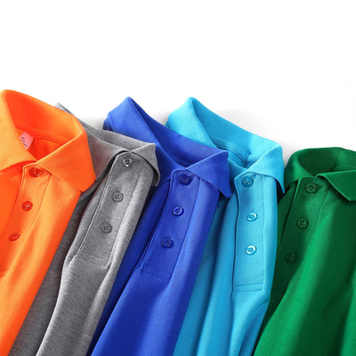 200 Grams Long Sleeve Polo Shirt 100% Cotton Turn Down Collar Shirt Pure Color
